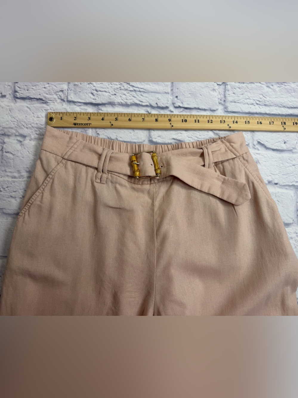 Sigrid Olsen Wide Leg Salmon Linen Pants with Elastic Waist. Size Large. - Picture 4 of 10